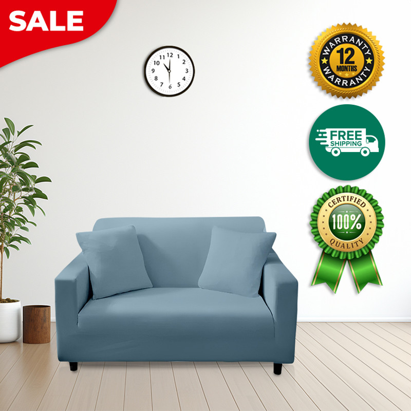 Anyhouz Sofa Cover Plain Grey Blue Style And Protection For Living Room 2