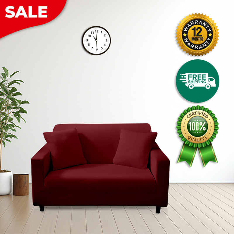 Anyhouz Sofa Cover Plain Wine Red Style And Protection For Living Room 2