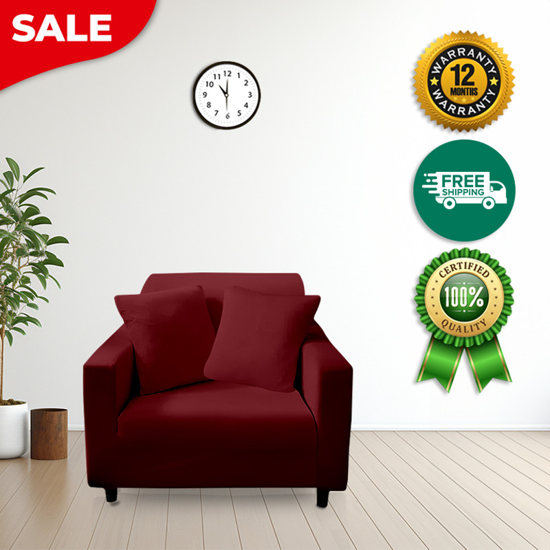 Anyhouz Sofa Cover Plain Wine Red Style And Protection For Living Room 3