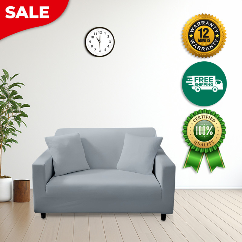 Anyhouz Sofa Cover Plain Ash Grey Style And Protection For Living Room 2