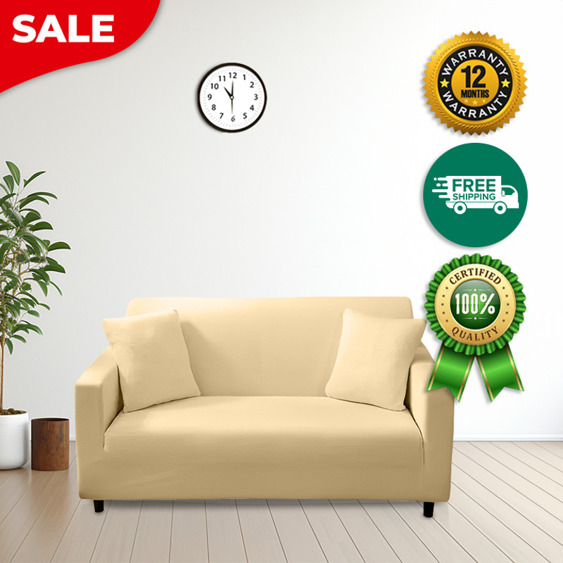 Anyhouz Sofa Cover Plain Beige Style And Protection For Living Room 1