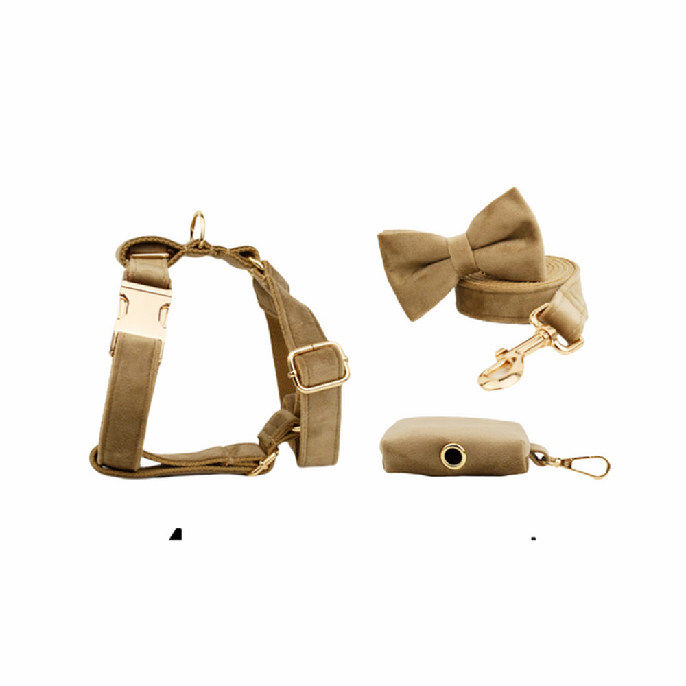 Anywags Pet Bow Collar Set Beige High Quality 0