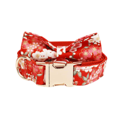 anywags pet bow collar red floral stylish accessory