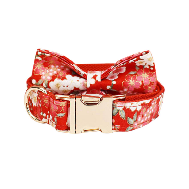 Anywags Pet Bow Collar Red Floral Stylish Accessory 0