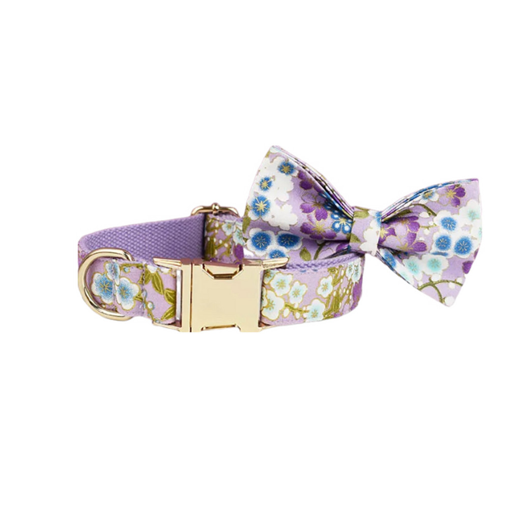 Anywags Pet Bow Collar Purple Floral Stylish Accessory 0