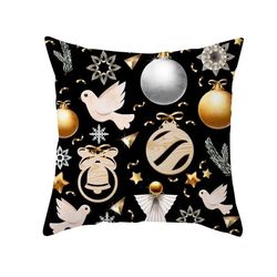 anyhouz pillowcase black festive christmas full print cotton polyester cushion cover