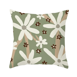 anyhouz pillowcase sage green floral cotton polyester cushion cover