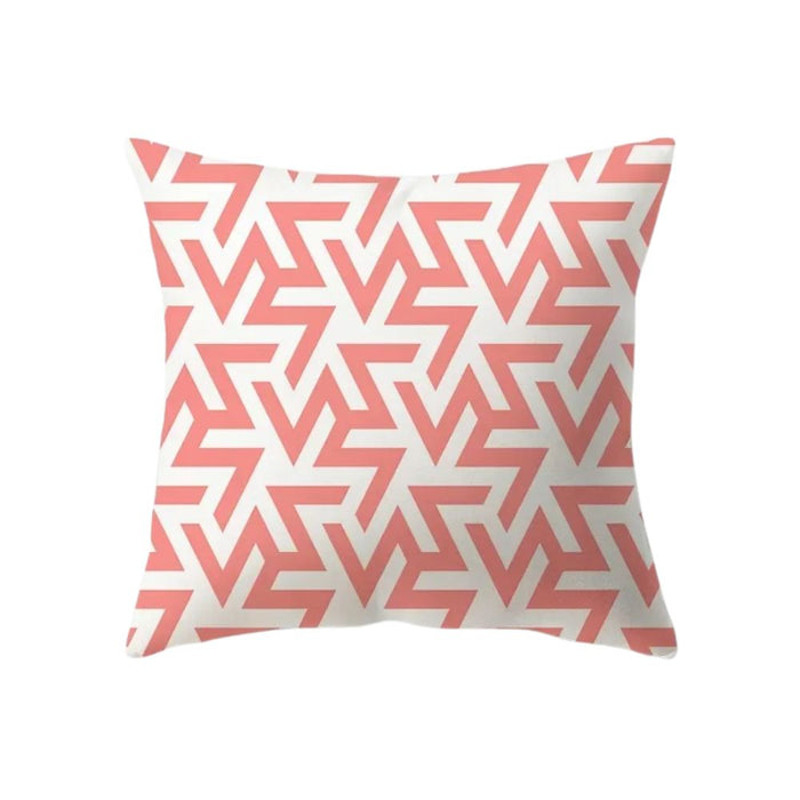 Anyhouz Pillowcase Coral White Geometric Cotton Polyester Cushion Cover 1