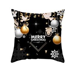 anyhouz pillowcase black christmas ornaments print cushion cover