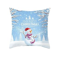 anyhouz pillowcase sky blue snowman christmas cushion cover
