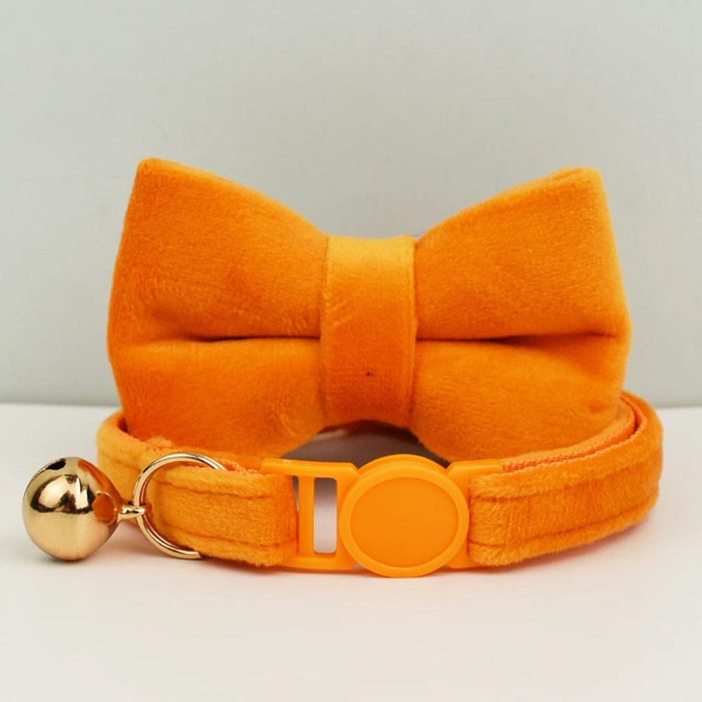 AnyWags Cat Collar Orange Bow Small With Safety Buckle 1