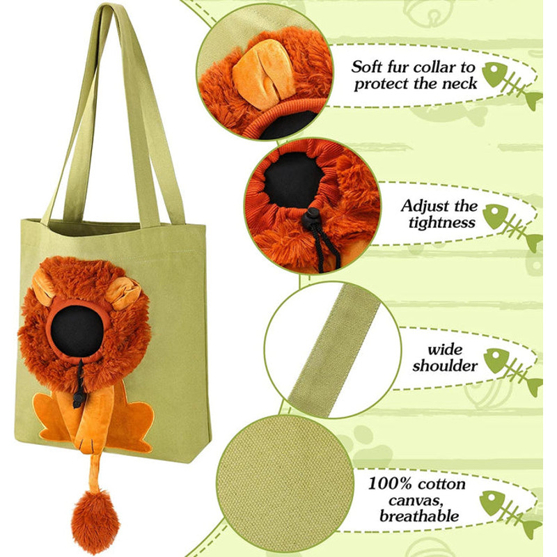 AnyWags Cat Handbag 40cm Dark Gray 3D Lion Soft Collar 5