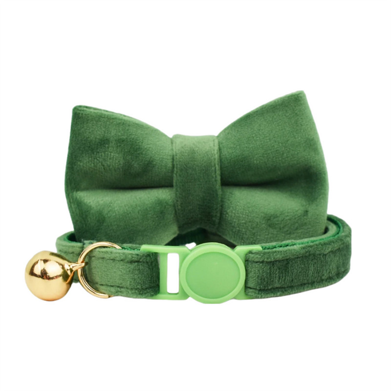 AnyWags Cat Collar Dark Green Bow Large With Safety Buckle 0
