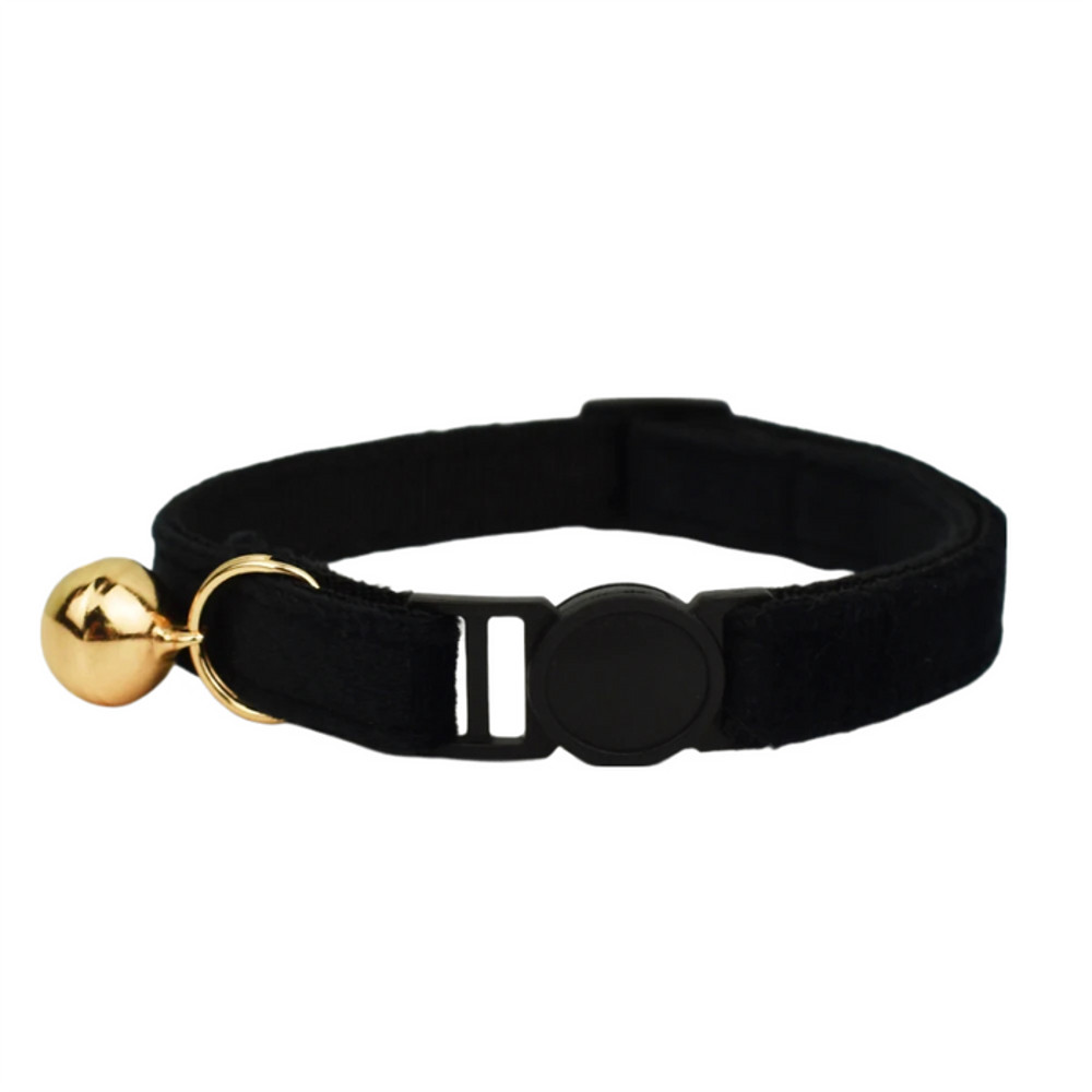 AnyWags Cat Collar Black Large With Safety Buckle Bell 0