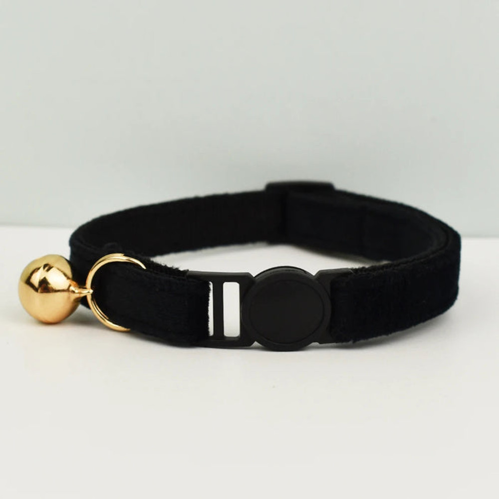 AnyWags Cat Collar Black Large With Safety Buckle Bell 1