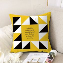anyhouz pillowcase yellow geometric quoted cushion cover