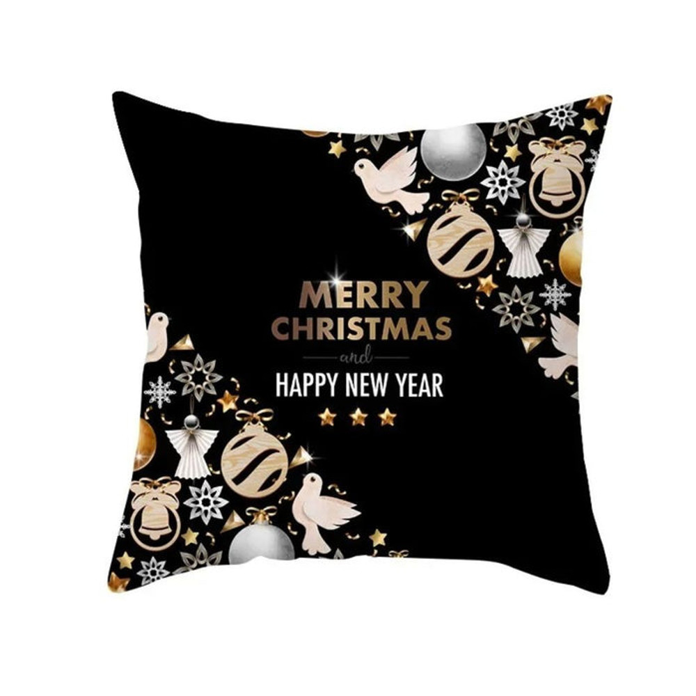 Anyhouz Pillowcase Black Festive Christmas Side Print Cover 0