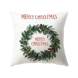 anyhouz pillowcase white merry christmas cotton