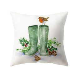 anyhouz pillowcase white boots print christmas cotton
