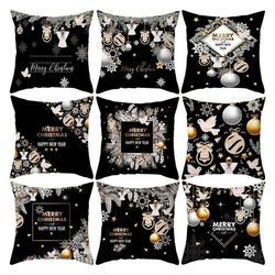 anyhouz pillowcase black festive christmas square side print cotton