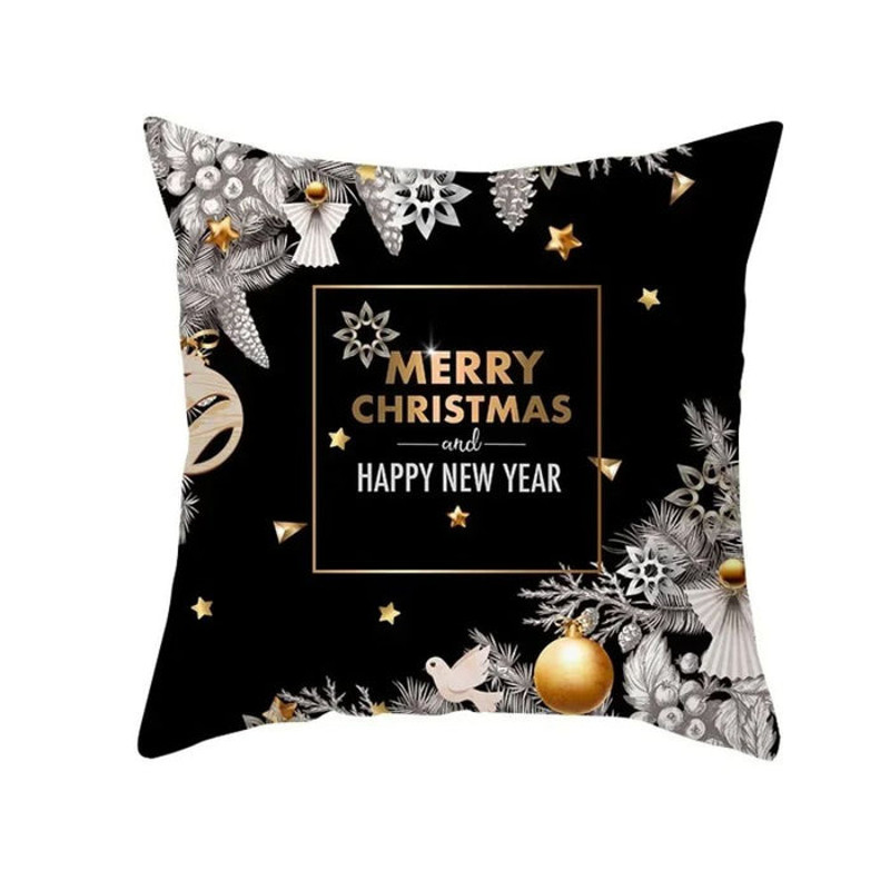 Anyhouz Pillowcase Black Festive Christmas Square Side Print Cotton 1