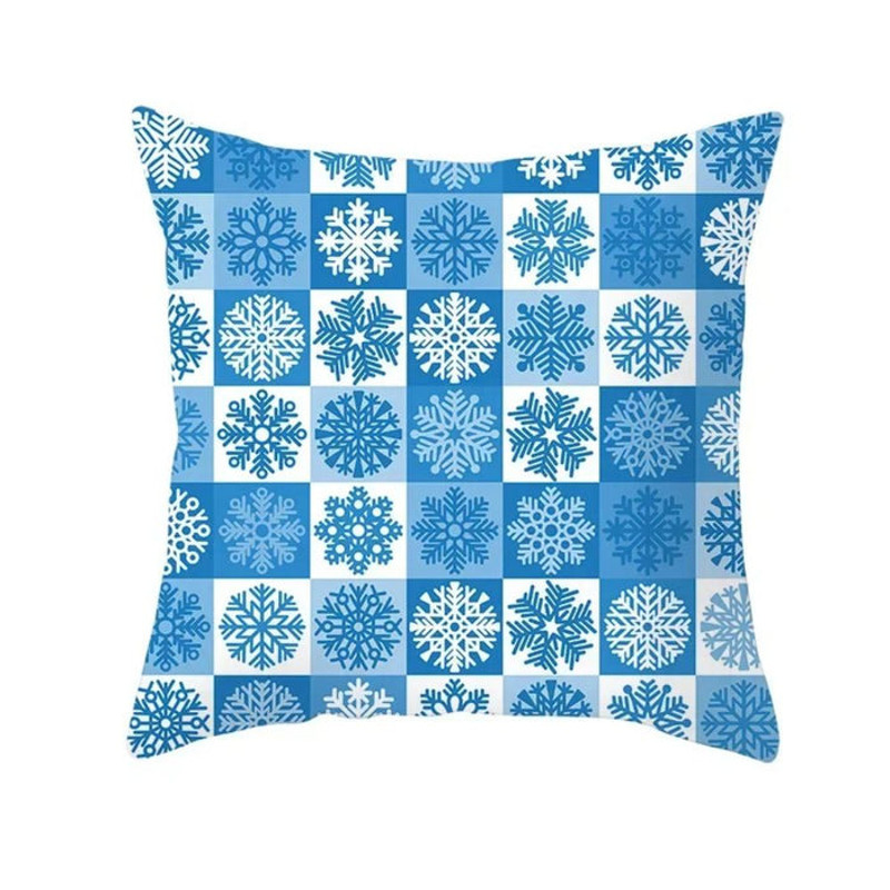 Anyhouz Pillowcase Blue Square Snowflake Christmas Winter Cotton 0
