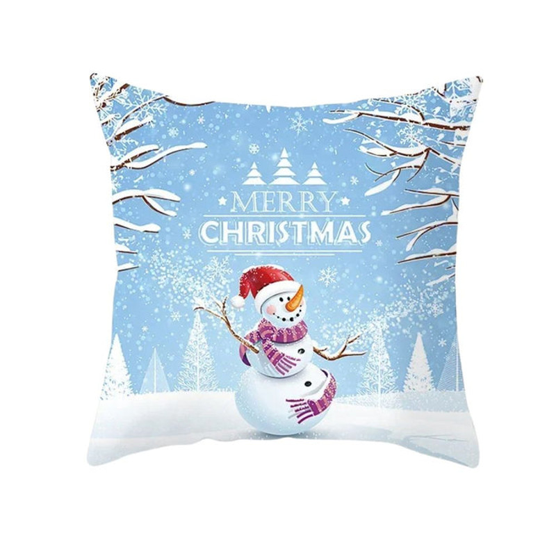 Anyhouz Pillowcase Sky Blue Snowman Christmas Winter Cotton 0