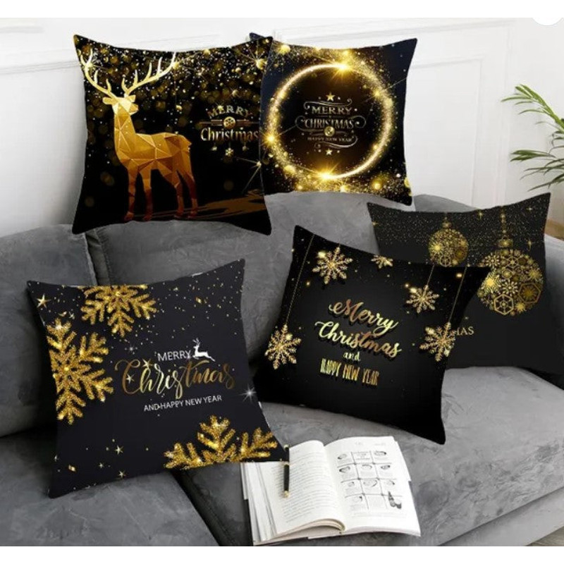 Anyhouz Pillowcase Black Festive Merry Christmas Print Cotton 1