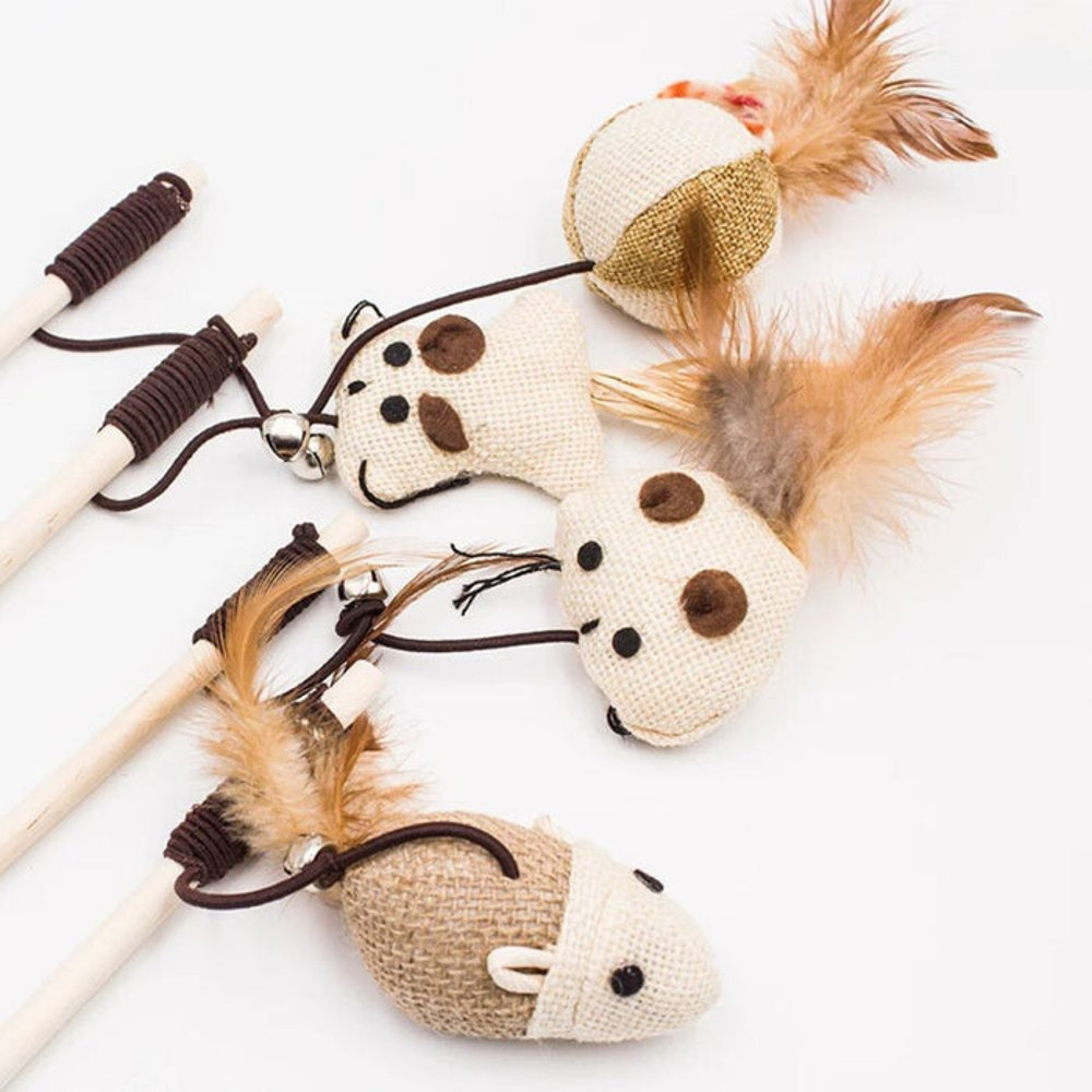 Anywags Pet Toys Catcher Stick Wood Mini Cat 2