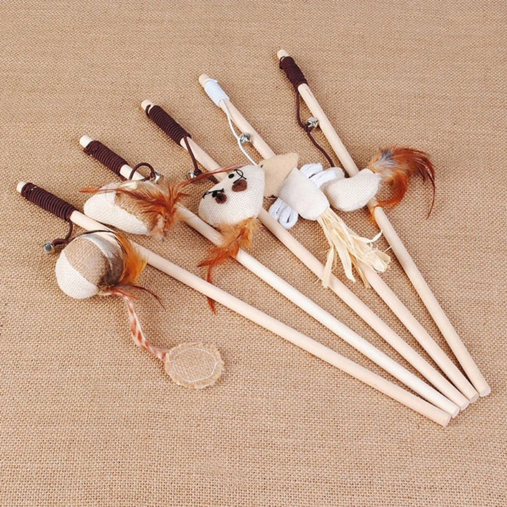 Anywags Pet Toys Catcher Stick Wood Mini Cat 1