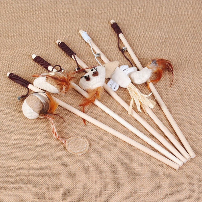 Anywags Pet Toys Catcher Stick Wood Mini Cat 1