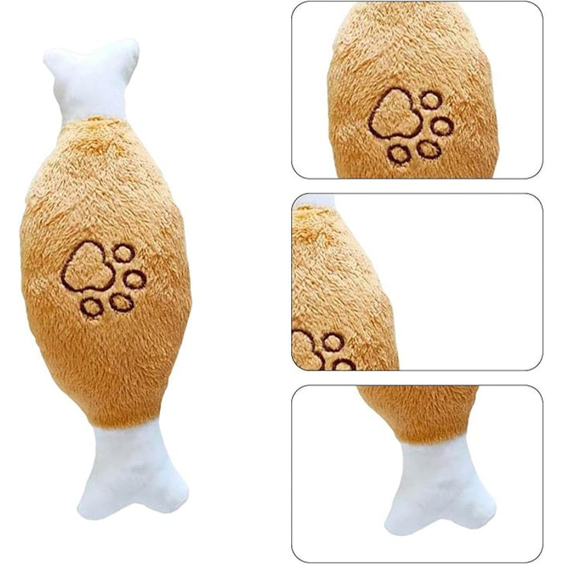 Anywags Pet Toys White Brown Plush Pipe Chicken 3