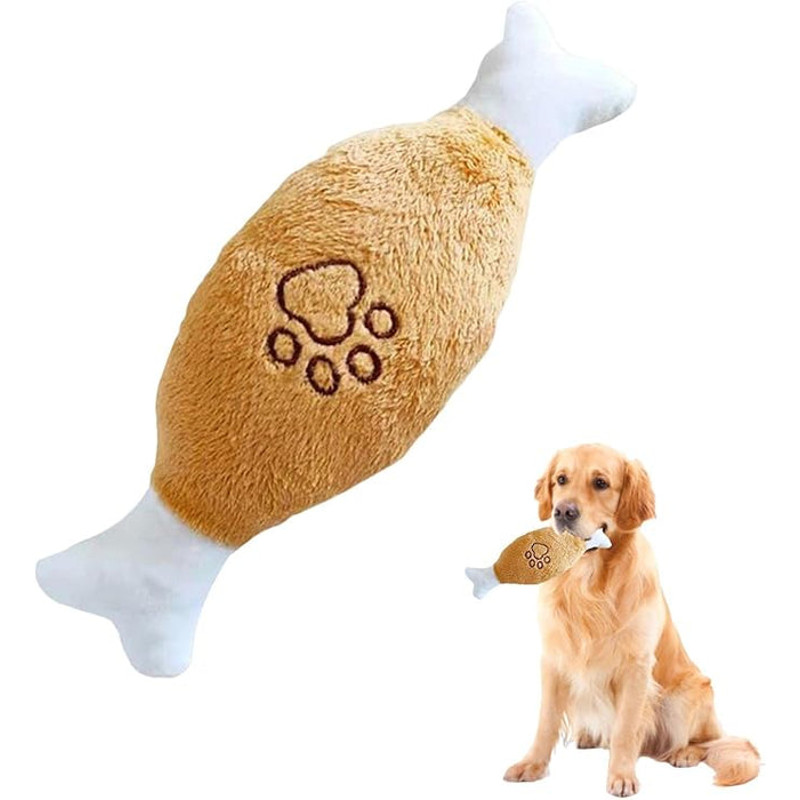 Anywags Pet Toys White Brown Plush Pipe Chicken 1