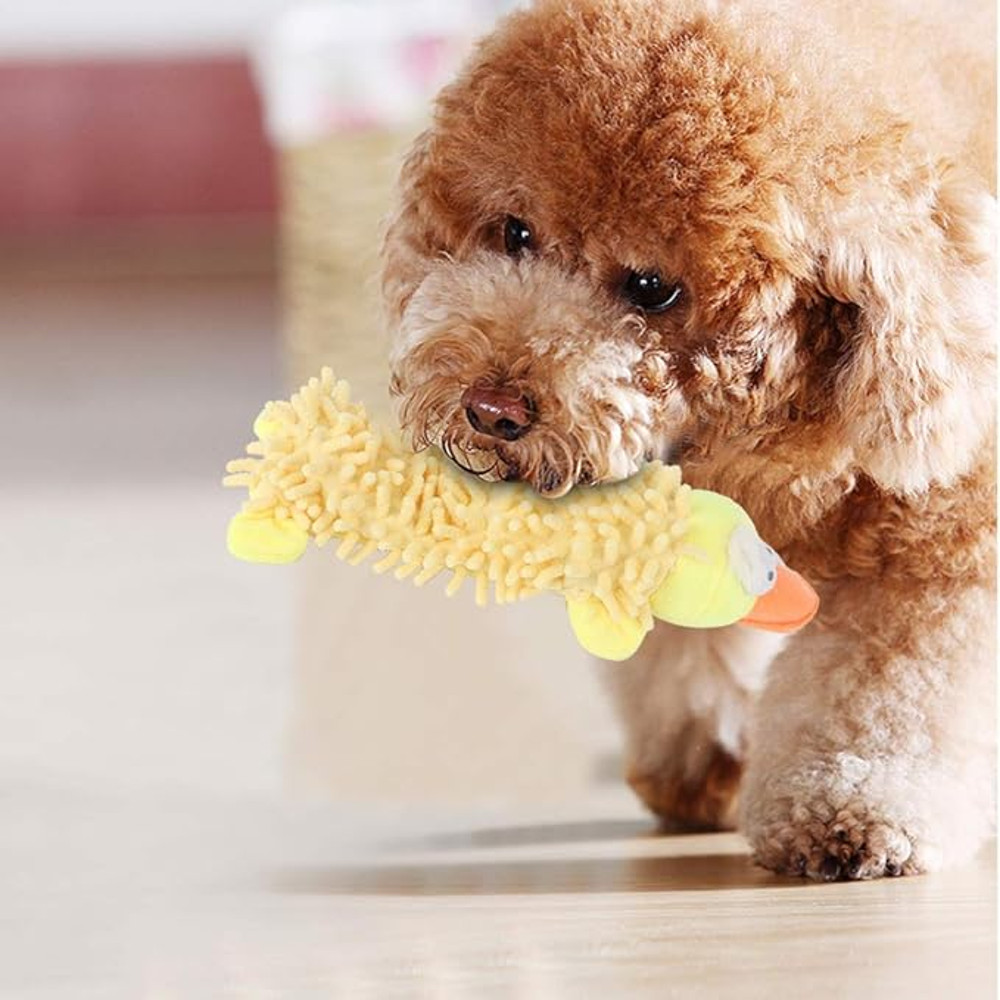 Anywags Pet Toys Yellow Plush Squeaky Duck Soft Play Gear 2