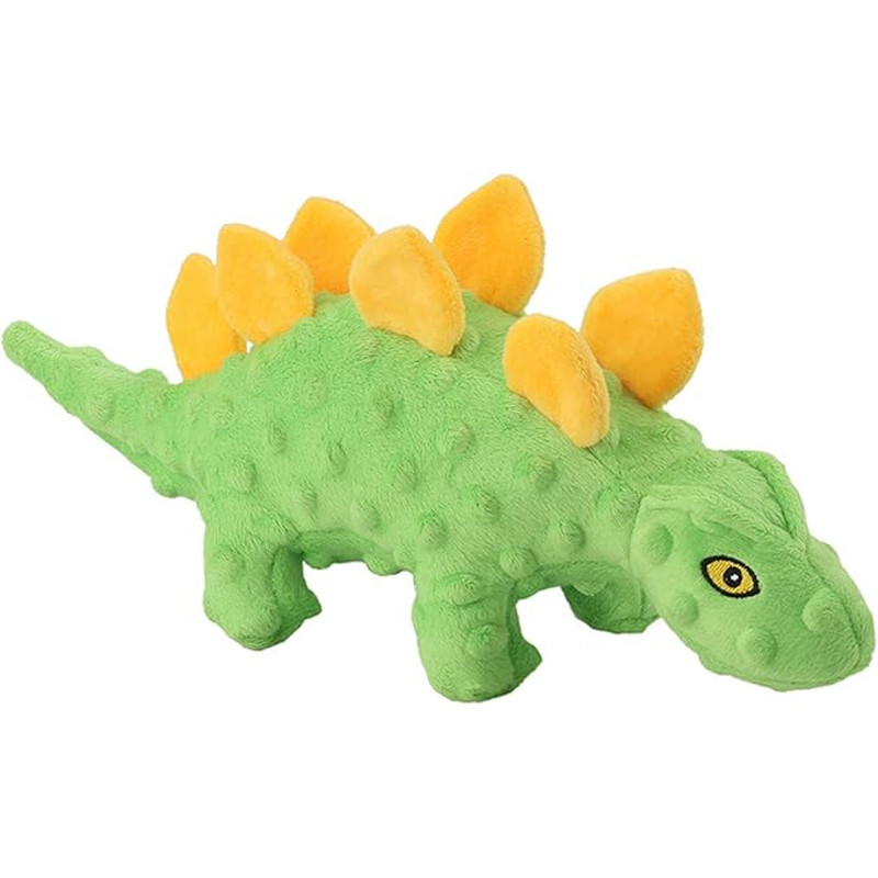 Anywags Pet Toys Yellow Green Plush Stegosaurus Squeaky 2
