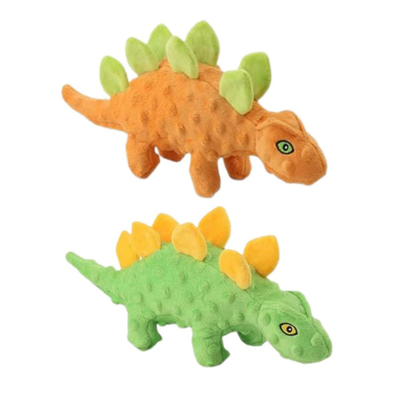 Anywags Pet Toys Yellow Green Plush Stegosaurus Squeaky 0