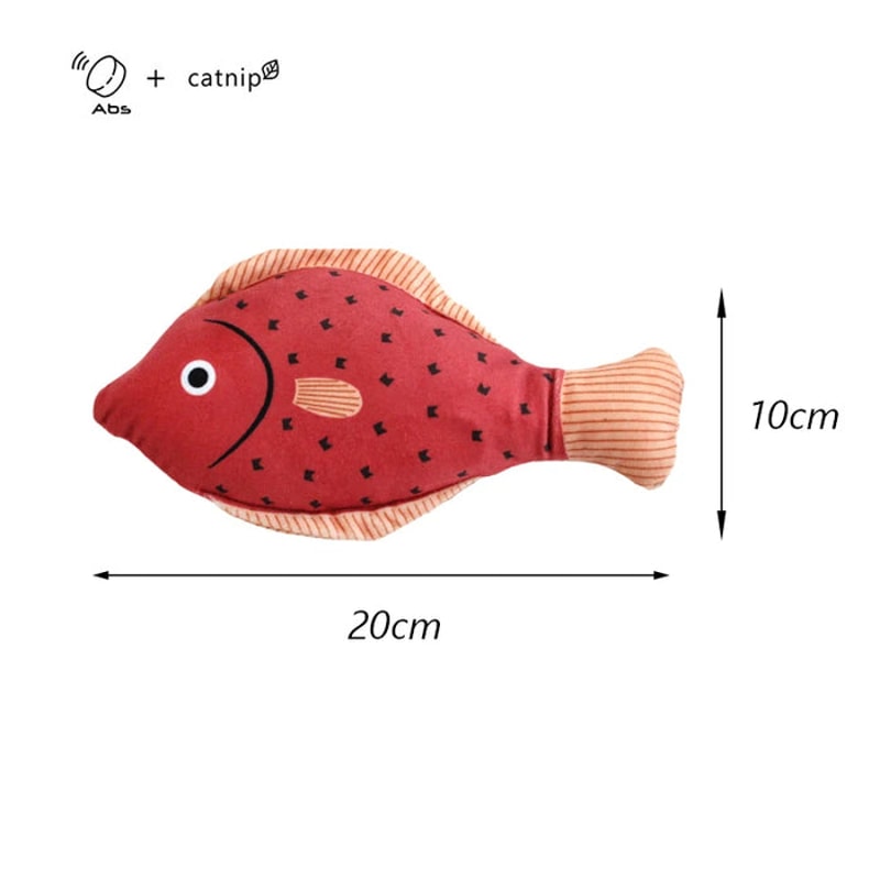 Anywags Pet Toys Red Squeaky Sea Fish Shape Sphynx Plush 4