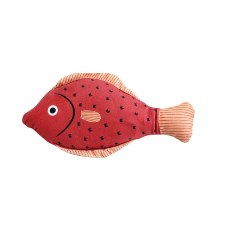 Anywags Pet Toys Red Squeaky Sea Fish Shape Sphynx Plush 0
