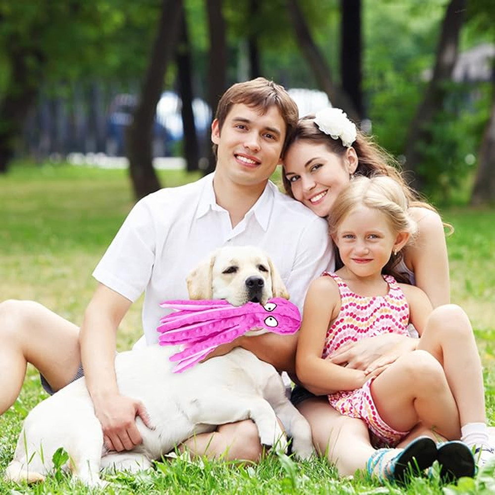 Anywags Pet Toys Purple Plush Octopus Squeaky Teething 2