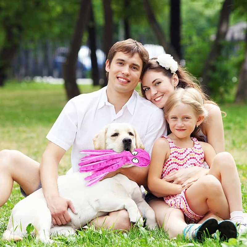 Anywags Pet Toys Purple Plush Octopus Squeaky Teething 2