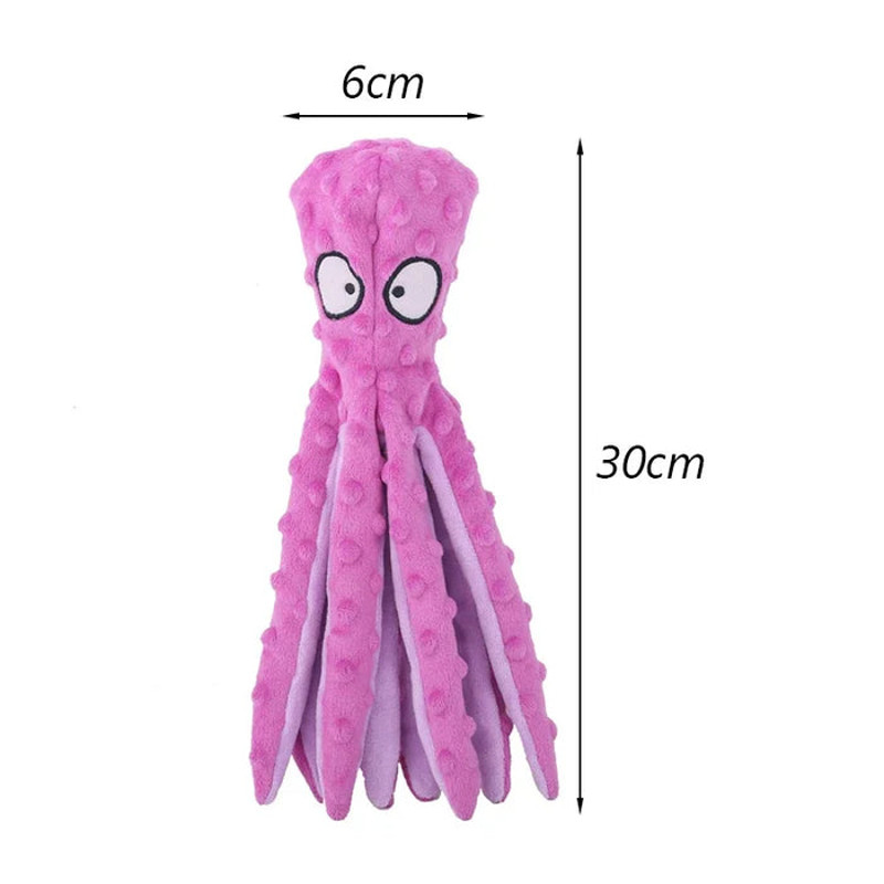 Anywags Pet Toys Purple Plush Octopus Squeaky Teething 4