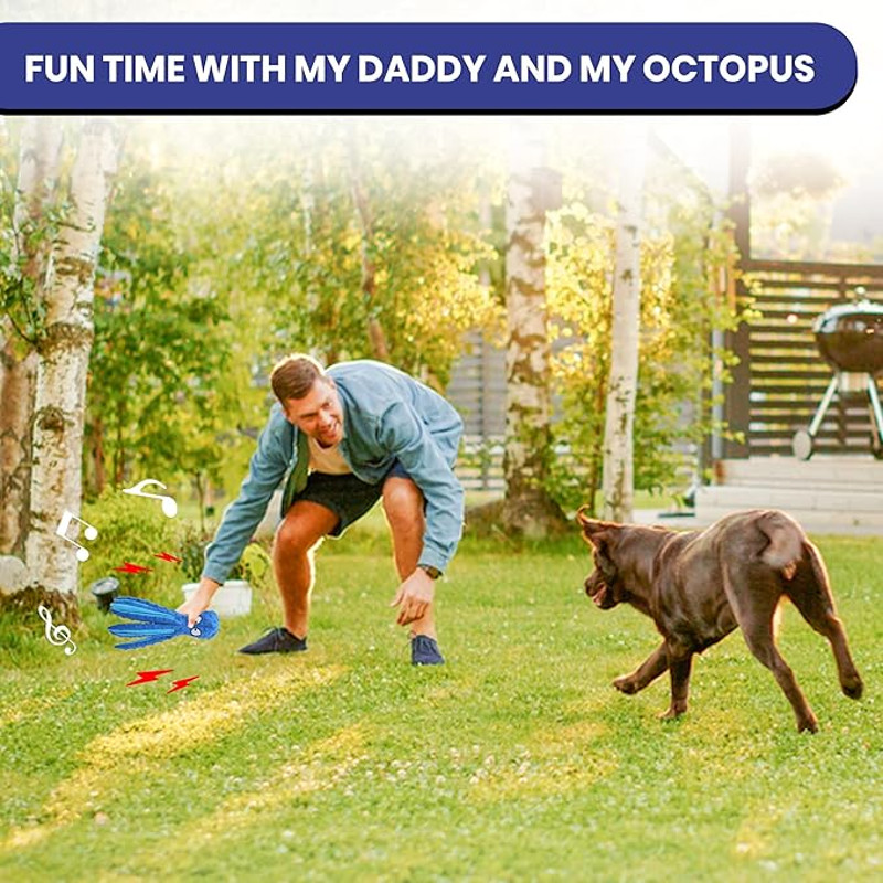 Anywags Pet Toys Purple Plush Octopus Squeaky Teething 3