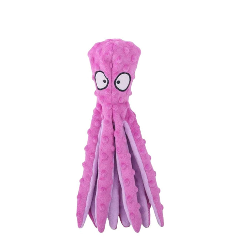 Anywags Pet Toys Purple Plush Octopus Squeaky Teething 0