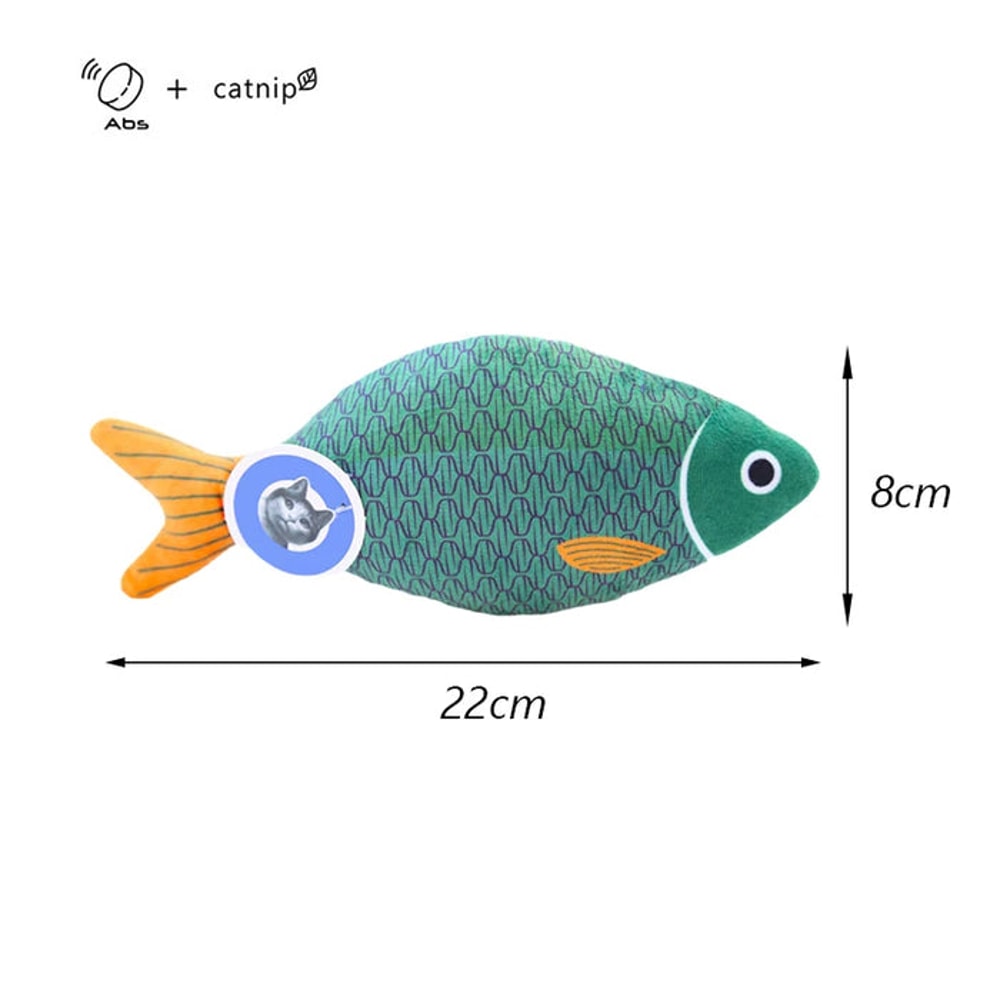 Anywags Pet Toys Green Squeaky Sea Fish Shape Sphynx Plush 4