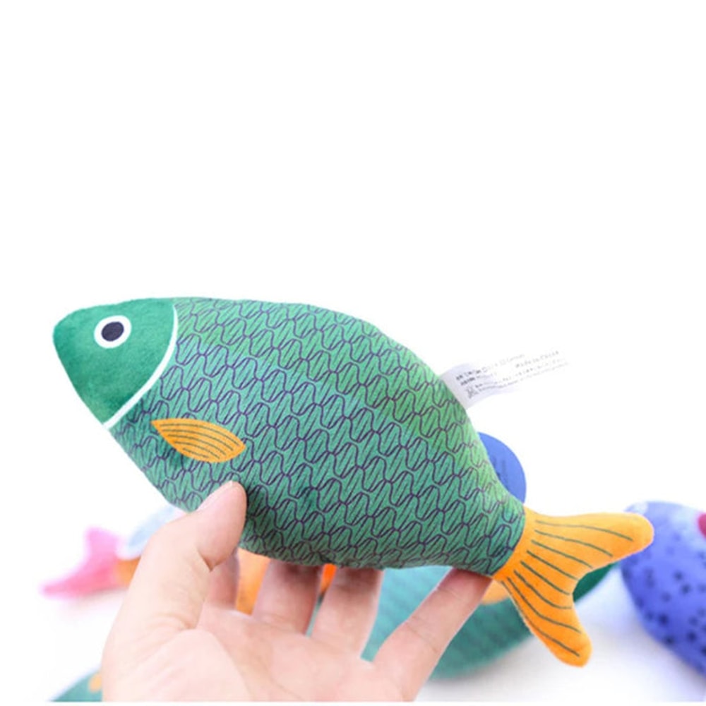 Anywags Pet Toys Green Squeaky Sea Fish Shape Sphynx Plush 3