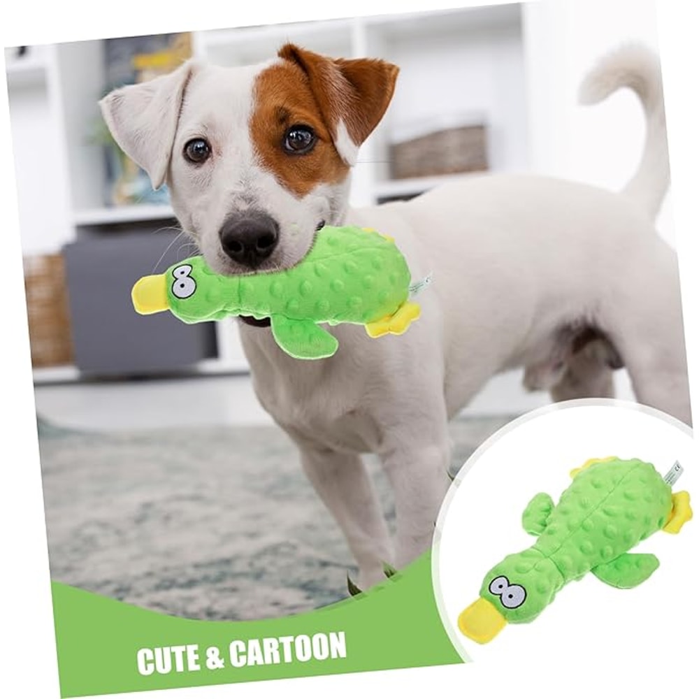 Anywags Pet Toys Plush Duck Squeaky Teething Chews For 3