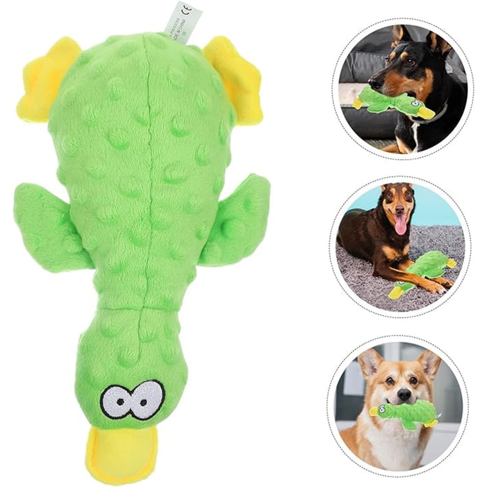 Anywags Pet Toys Plush Duck Squeaky Teething Chews For 2