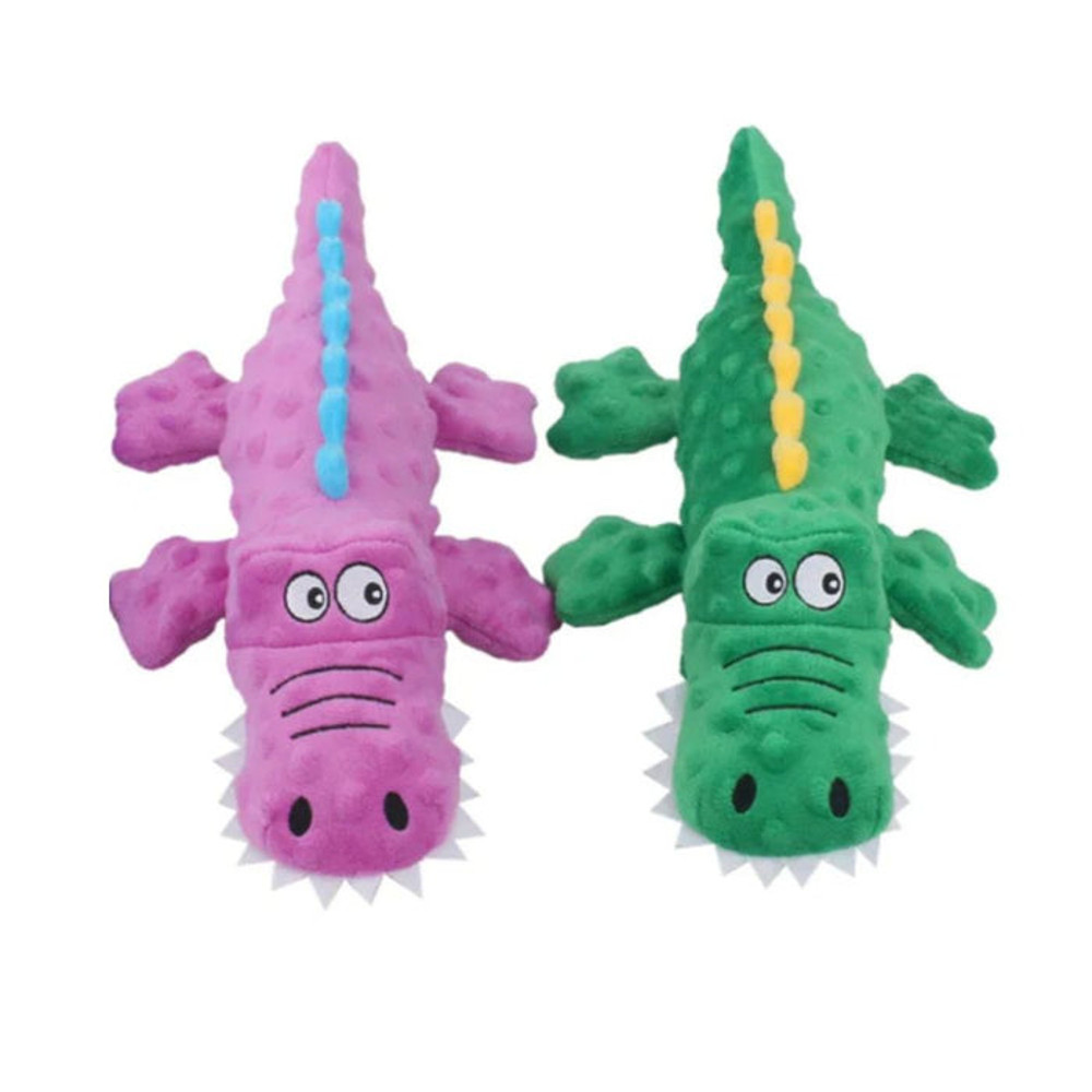 Anywags Pet Toys Plush Crocodile Squeaky Teething Chews 1