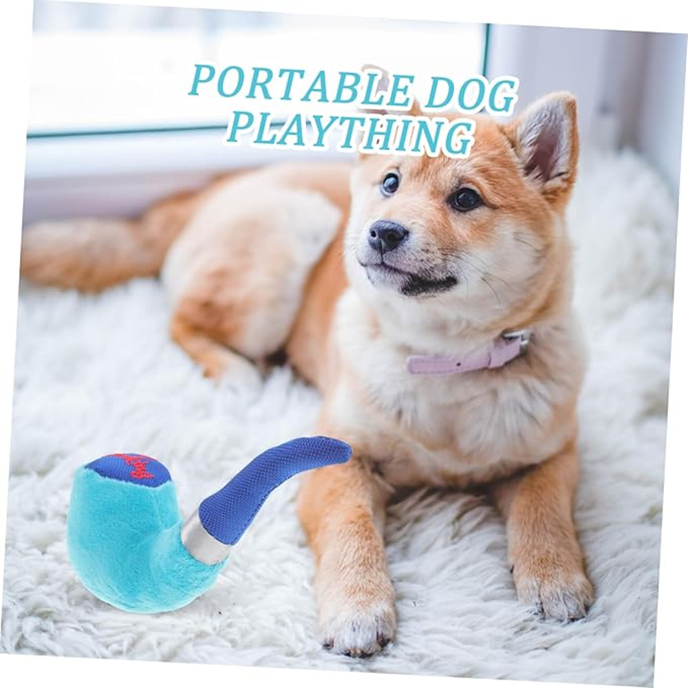 Anywags Pet Toys Blue Green Plush Pipe Horn Squeaky 2