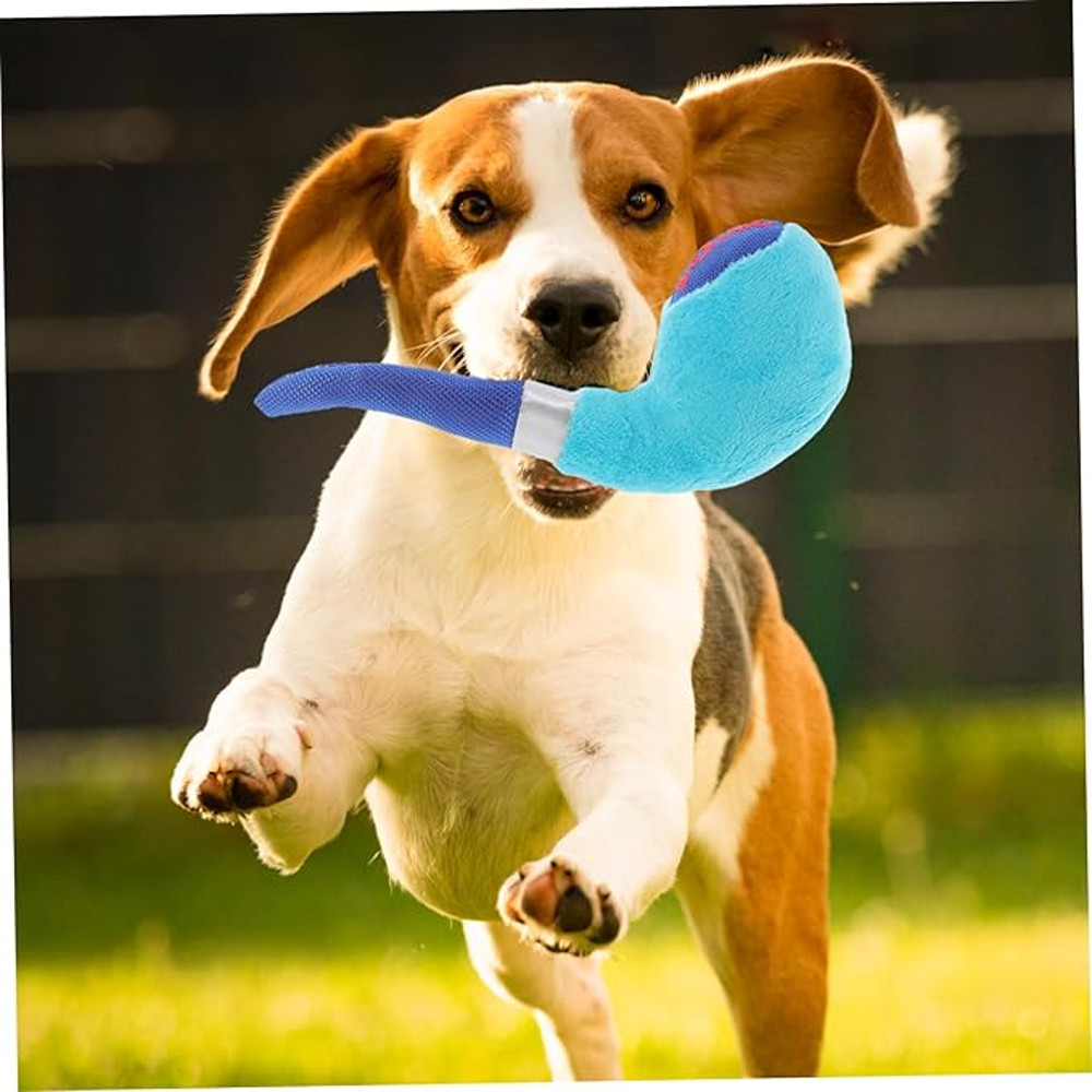 Anywags Pet Toys Blue Green Plush Pipe Horn Squeaky 3